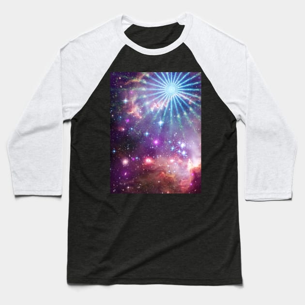 Cosmic Pinwheel Baseball T-Shirt by postlopez